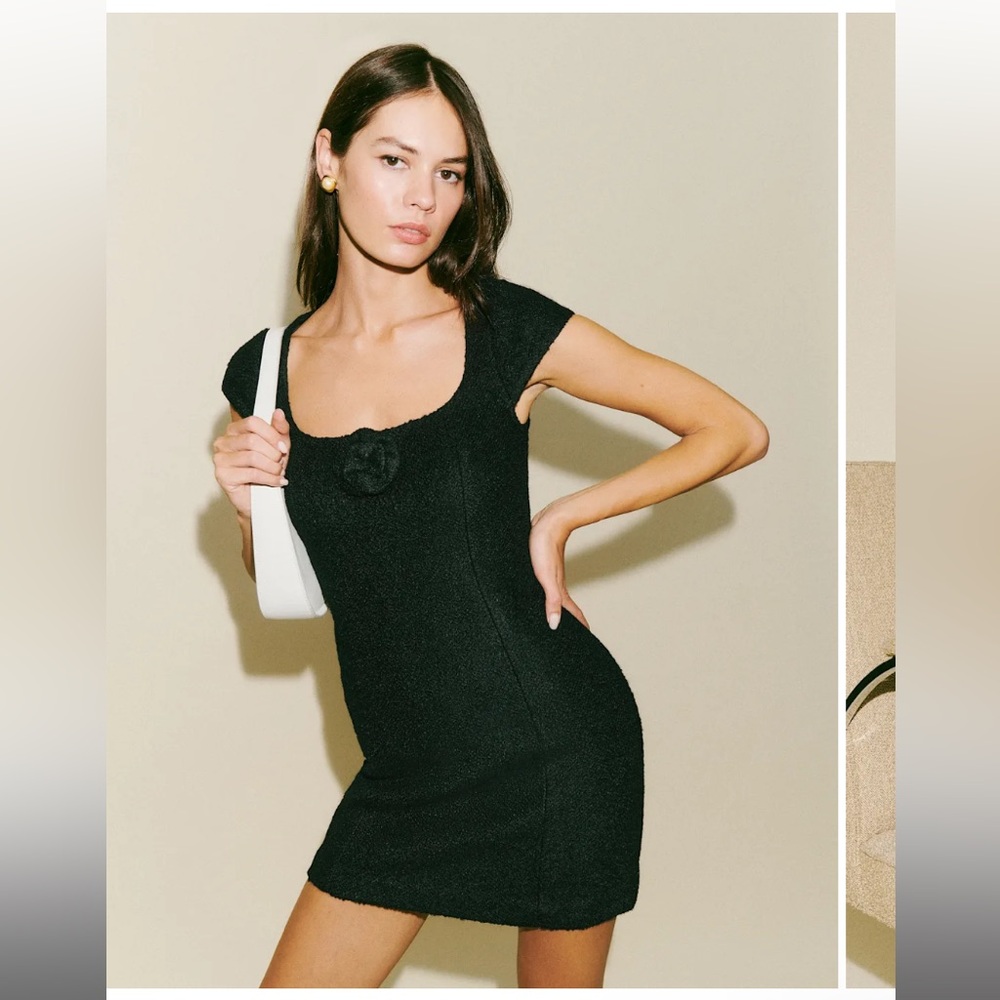 Reformation Zada Black Cap Sleeve Dress—Small | Open to Offers